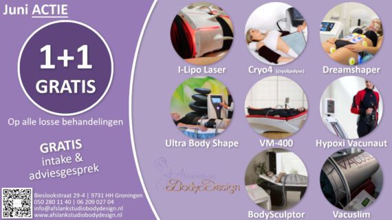 juni Actie 2025 1+1 gratis - Afslankstudio Body Design