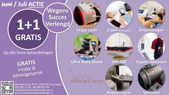 juli Actie 2025 1+1 gratis - Afslankstudio Body Design