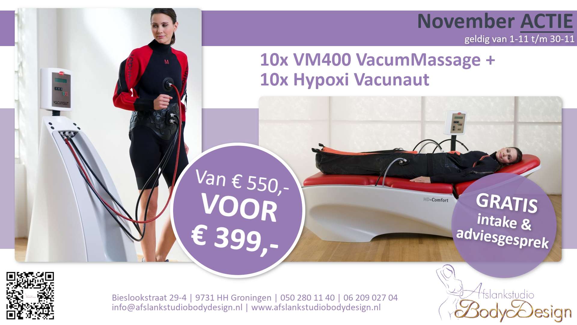 November actie 10x vm400 vacummassage + 10x Hypoxi Vacunaut - afslankstudio body design actie