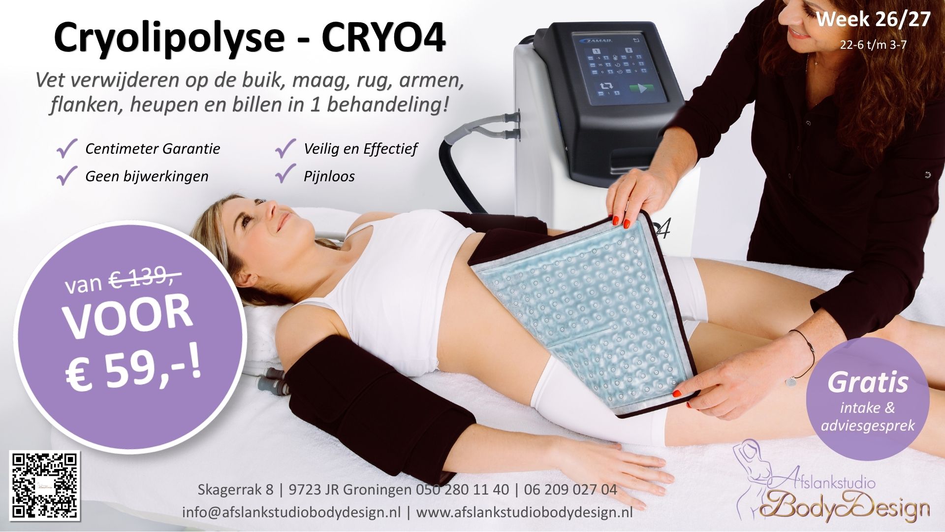 week deal 26-27 2026 Cryolipolyse - CRYO4 - Afslankstudio Body Design Groningen