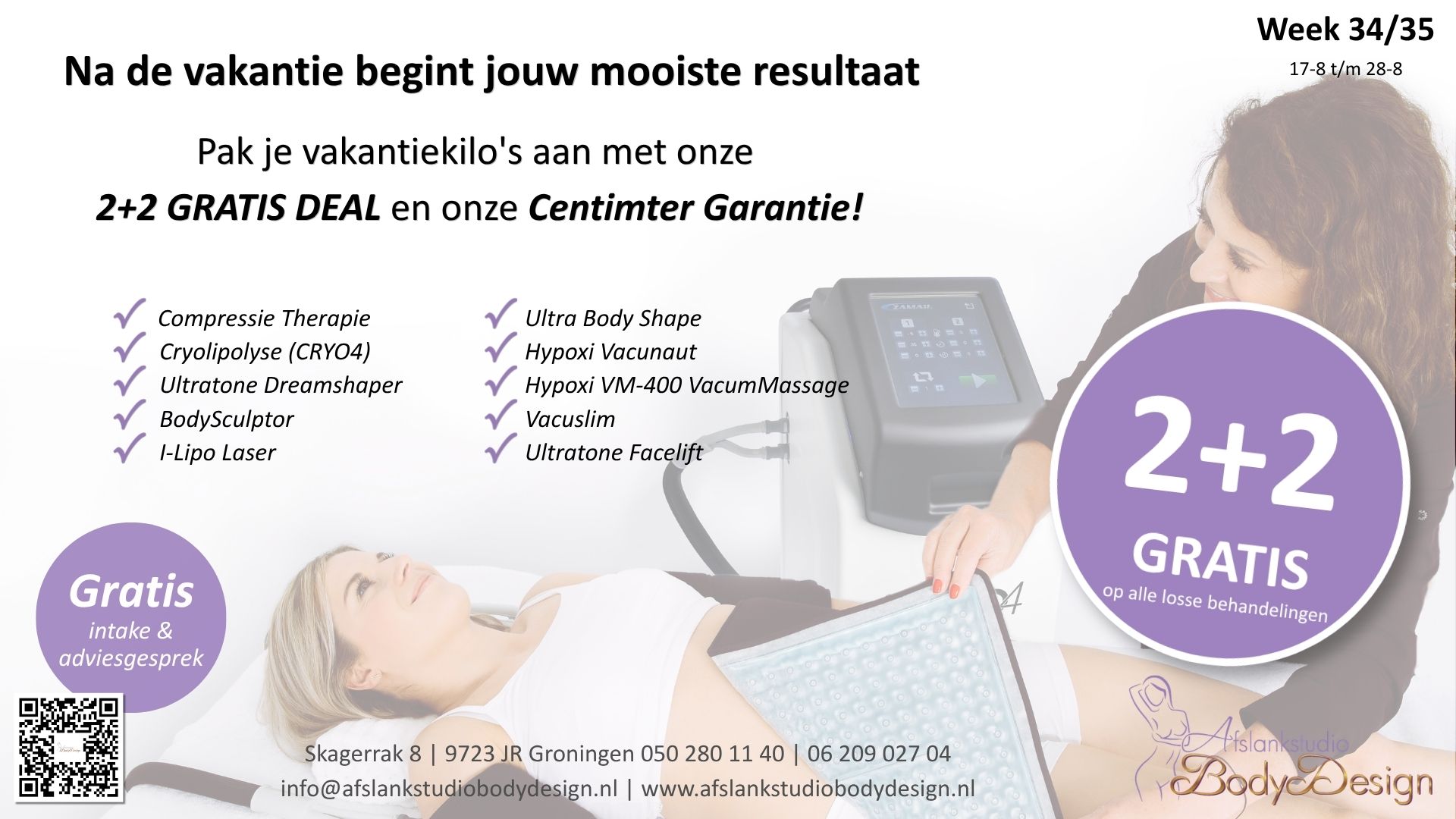 week deal 34-35 2026 2+2 GRATIS - Afslankstudio Body Design Groningen